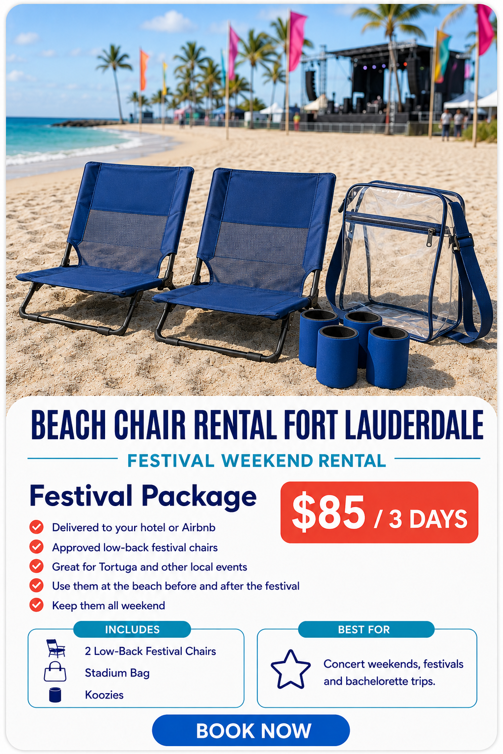 Festival Package beach rental setup in Fort Lauderdale
